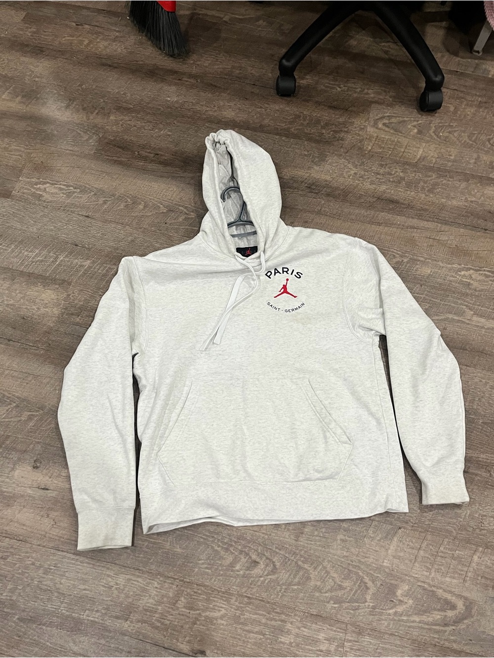 Jordan Light Gray Paris Crewneck Hoodie with Red Jumpman